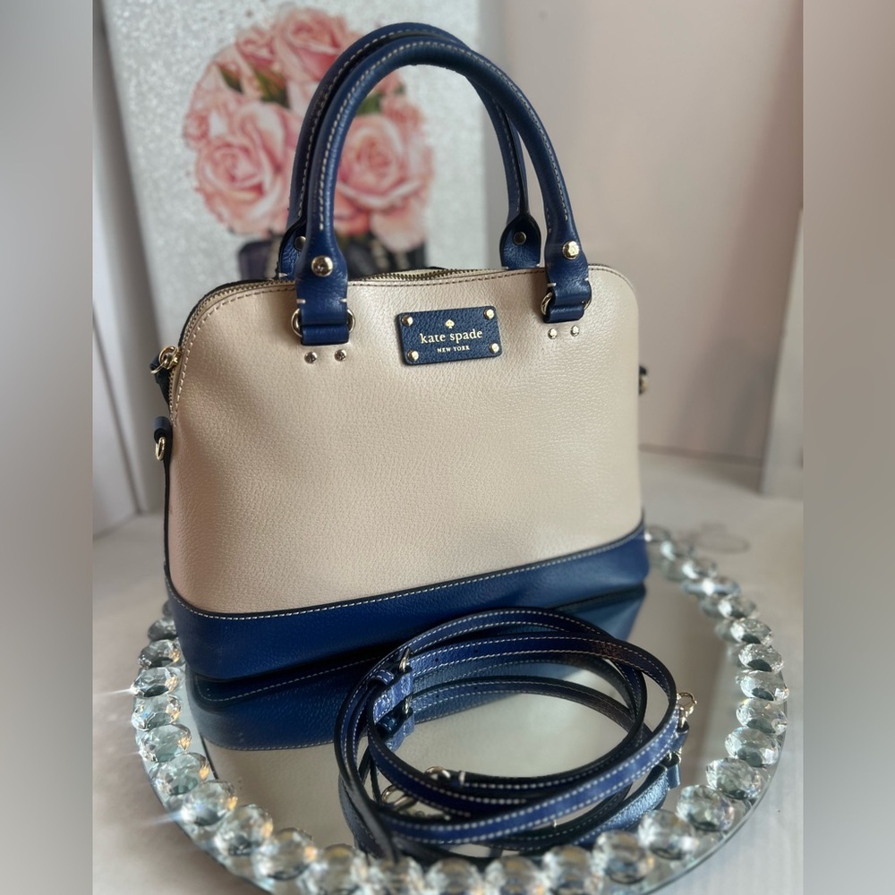 Kate Spade Wellesley Rachelle navy and cream Saffiano leather Crossbody bag